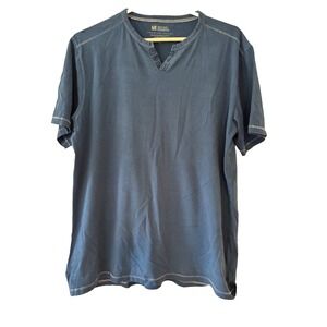 Michael Brandon Premium Apparel  Large mens tshirt blue casual muscle henley